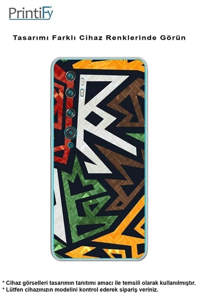 PrintiFy  Samsung Galaxy A26 ile Uyumlu Kamera Korumalı Soyut Grafiti Tasarımlı Şeffaf Silikon Kılıf - Resim 5