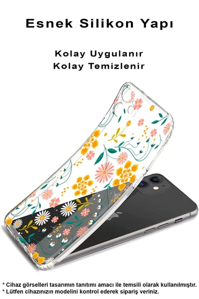 PrintiFy  Samsung Galaxy A36 ile Uyumlu Kamera Korumalı Çiçek Tasarımlı Şeffaf Kılıf - Resim 2
