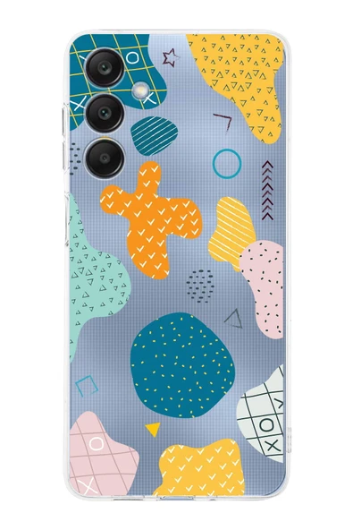 PrintiFy  Samsung Galaxy A26 ile Uyumlu Kamera Korumalı Geometrik Şekiller Tasarımlı Şeffaf Kılıf ürün görseli 1
