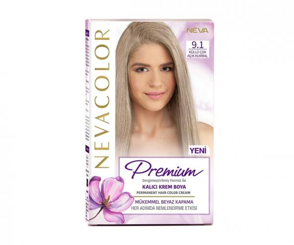 Nevacolor Premium Kalıcı Krem Set Boya 9.1 Küllü Çok Açık Kumral Preset