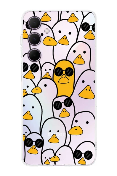 PrintiFy  Samsung Galaxy A56 ile Uyumlu Kamera Korumalı Duck Tasarımlı Şeffaf  Silikon Kılıf ürün görseli 1