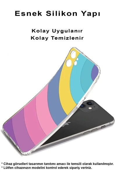 PrintiFy  Samsung Galaxy A26 ile Uyumlu Kamera Korumalı Renk Cümbüşü B Tasarımlı Şeffaf Silikon Kılıf - Resim 2