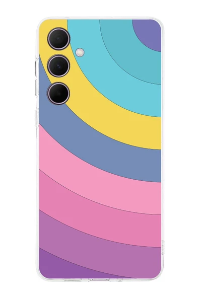 PrintiFy  Samsung Galaxy A36 ile Uyumlu Kamera Korumalı Renk Cümbüşü B Tasarımlı Şeffaf Kılıf ürün görseli 1