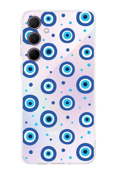 PrintiFy  Galaxy A36 ile Uyumlu Nazar Boncuğu 1 Baskılı Kamera Korumalı Şeffaf Silikon Kılıf ürün görseli 1