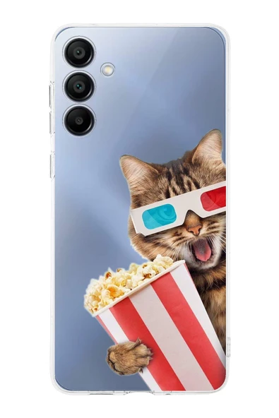 PrintiFy  Samsung Galaxy  A16 ile Uyumlu Kedi 1 Kamera Korumalı Şeffaf Kılıf