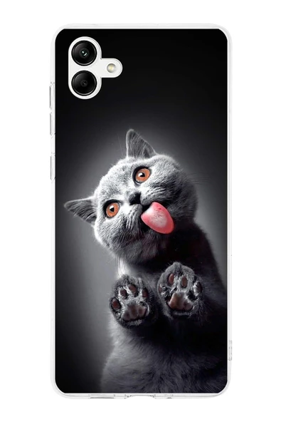 PrintiFy  Galaxy A56 ile Uyumlu 1mm Slim Fit Kedi 2 050c Baskılı Şeffaf  Kılıf ürün görseli 1