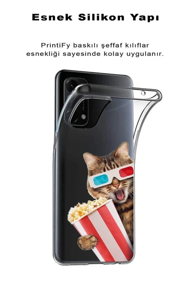 PrintiFy  Galaxy A26 ile Uyumlu 1mm Slim Fit Kedi 1 050b Baskılı ŞeffafKılıf - 2