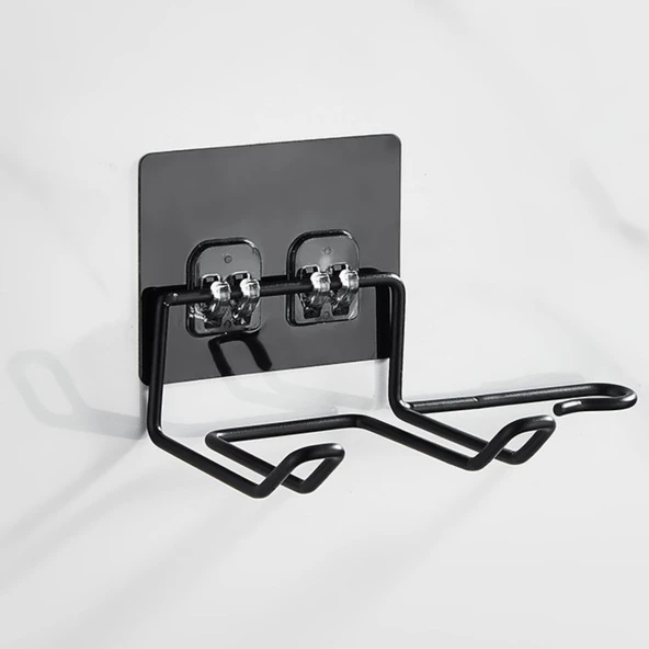 Fön Makine Askısı Siyah Yapışkanlı Fön Makine Tutucu - 5
