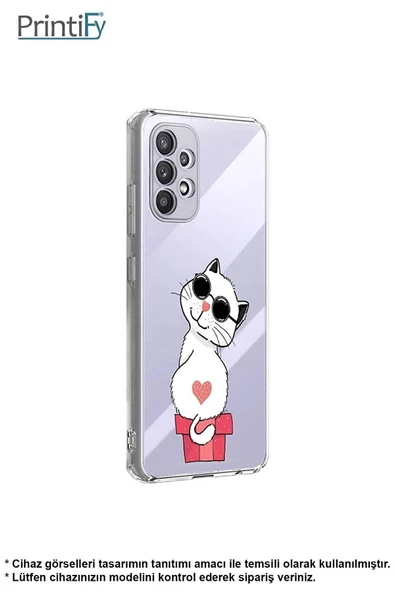 PrintiFy  Samsung Galaxy A36 ile Uyumlu Kamera Korumalı Coolcat Tasarımlı Şeffaf  Silikon Kılıf - Resim 5