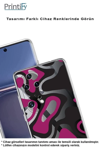 PrintiFy  Samsung Galaxy A36 ile Uyumlu Kamera Korumalı Renkli Desen Tasarımlı Şeffaf Silikon Kılıf - Resim 3