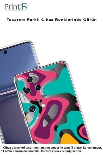PrintiFy  Samsung Galaxy A56 ile Uyumlu Kamera Korumalı Renkli Desen Tasarımlı Şeffaf Silikon Kılıf - Resim 3