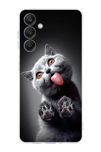 PrintiFy  Galaxy A26 ile Uyumlu Kedi 2 Kamera Korumalı Şeffaf Kılıf ürün görseli 1