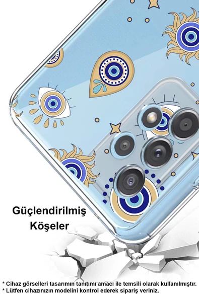 PrintiFy  Galaxy  A16 ile Uyumlu Nazar Boncuğu 5  Kamera Korumalı Şeffaf Silikon Kılıf - 2