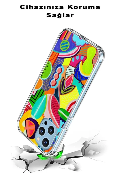 PrintiFy  Galaxy A36 ile Uyumlu 1mm Slim Fit Retro Colors 6 Baskılı Şeffaf  Kılıf - Resim 3