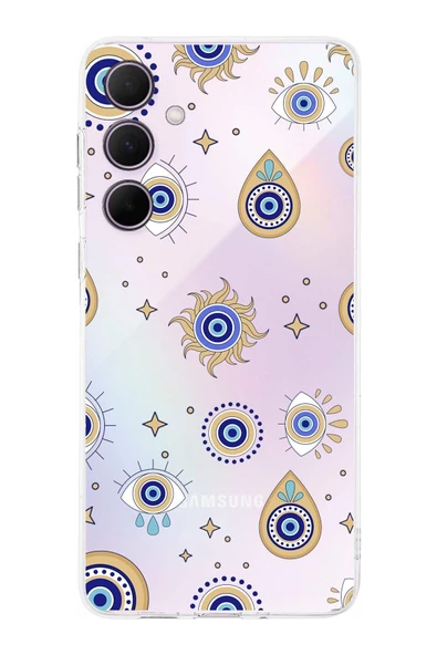 PrintiFy  Samsung Galaxy A56 ile Uyumlu Nazar Boncuğu 5  Kamera Korumalı Şeffaf Silikon Kılıf ürün görseli 1