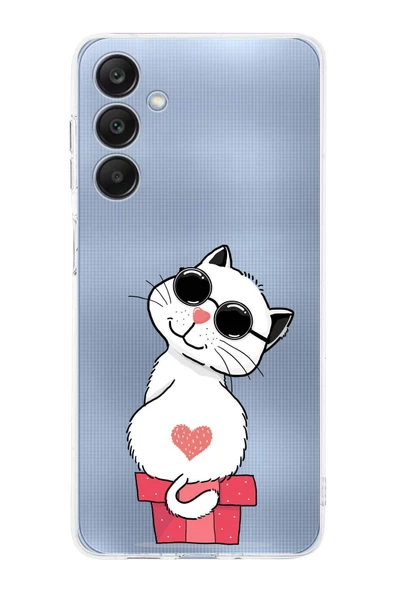 PrintiFy  Samsung Galaxy A26 ile Uyumlu Kamera Korumalı Coolcat Tasarımlı ŞeffafSilikon Kılıf ürün görseli 1