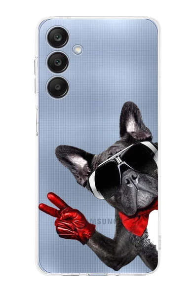 PrintiFy  Galaxy A26 ile Uyumlu Köpek 2 Kamera Korumalı Şeffaf Kılıf