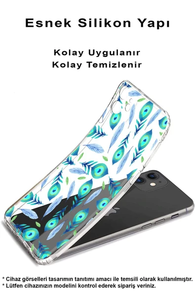 PrintiFy  Samsung Galaxy A56 ile Uyumlu Nazar Boncuğu 3 Baskılı Kamera Korumalı Şeffaf Silikon Kılıf - 3