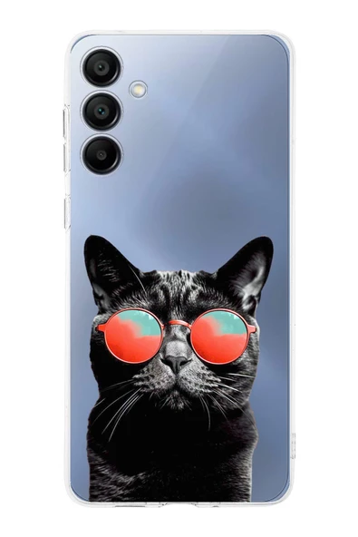 PrintiFy  Galaxy  A16 ile Uyumlu Kedi 3 Kamera Korumalı Şeffaf Kılıf ürün görseli 1