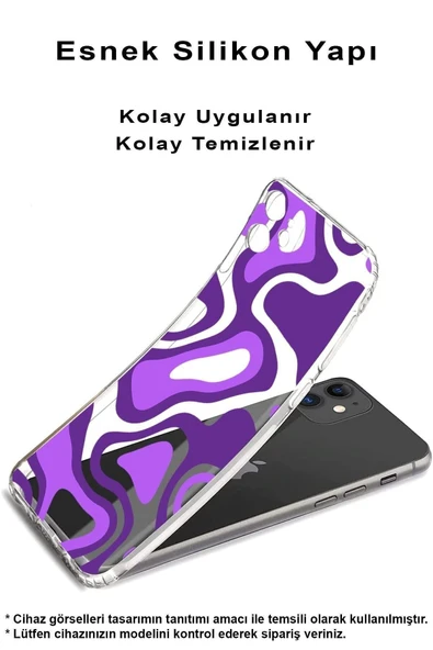 PrintiFy  Samsung Galaxy A36 ile Uyumlu Kamera Korumalı Renkli Desen Tasarımlı Şeffaf Silikon Kılıf - Resim 2