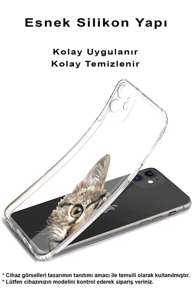 PrintiFy  Samsung Galaxy A36 ile Uyumlu Kamera Korumalı Catface Tasarımlı Şeffaf  Silikon Kılıf - Resim 2