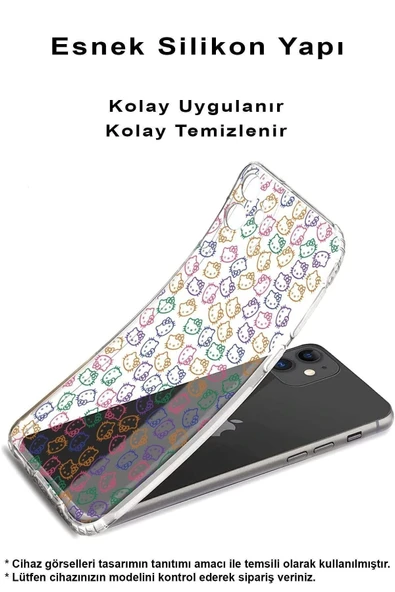 PrintiFy  Samsung Galaxy A36 ile Uyumlu Kamera Korumalı Hello Kitty Tasarımlı Şeffaf  Silikon Kılıf - Resim 2