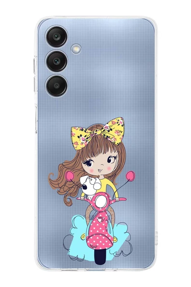 PrintiFy  Samsung Galaxy A26 ile Uyumlu Kamera Korumalı Vespagirl Tasarımlı ŞeffafSilikon Kılıf ürün görseli 1