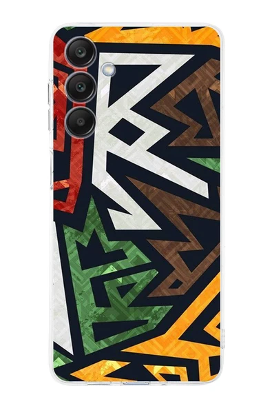 PrintiFy  Samsung Galaxy A26 ile Uyumlu Kamera Korumalı Soyut Grafiti Tasarımlı Şeffaf Silikon Kılıf ürün görseli 1
