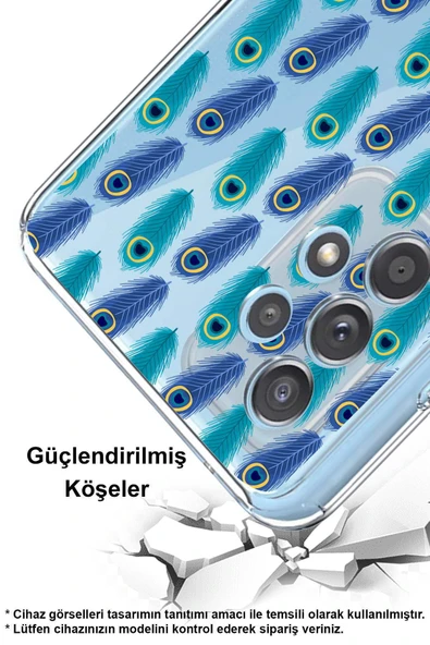 PrintiFy  Samsung Galaxy  A16 ile Uyumlu Nazar Boncuğu 4 Baskılı Kamera Korumalı Şeffaf Silikon Kılıf - 2