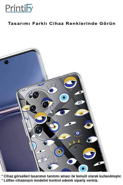 PrintiFy  Galaxy A26 ile Uyumlu Nazar Boncuğu 2 Baskılı Kamera Korumalı Şeffaf Silikon Kılıf - Resim 3