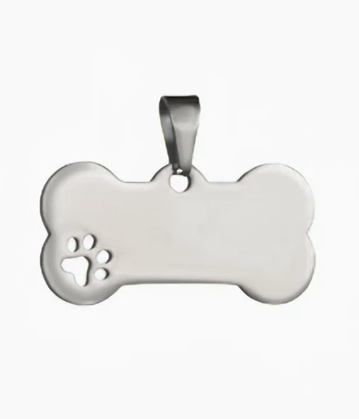 Kişiye Özel Kemik Model Patili Çelik Kedi Köpek Künyesi - 7