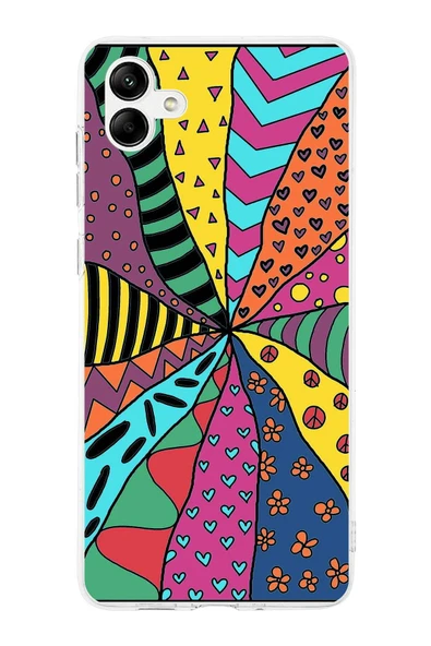 PrintiFy  Samsung Galaxy A36 ile Uyumlu 1mm Slim Fit Retro Colors 4 Baskılı Şeffaf  Kılıf