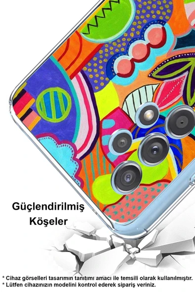 PrintiFy  Galaxy A36 ile Uyumlu Retro Color 6  Kamera Korumalı Şeffaf  Kılıf - Resim 2