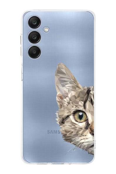 PrintiFy Samsung Galaxy A26 ile Uyumlu Kamera Korumalı Catface Tasarımlı ŞeffafSilikon Kılıf ürün görseli 1