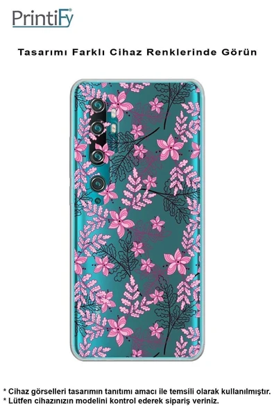 PrintiFy  Galaxy A26 ile Uyumlu Kamera Korumalı Floral Pembe Tasarımlı Şeffaf Silikon Kılıf - Resim 5