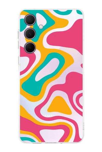 PrintiFy  Samsung Galaxy A36 ile Uyumlu Kamera Korumalı Renkli Desen Tasarımlı Şeffaf Silikon Kılıf ürün görseli 1