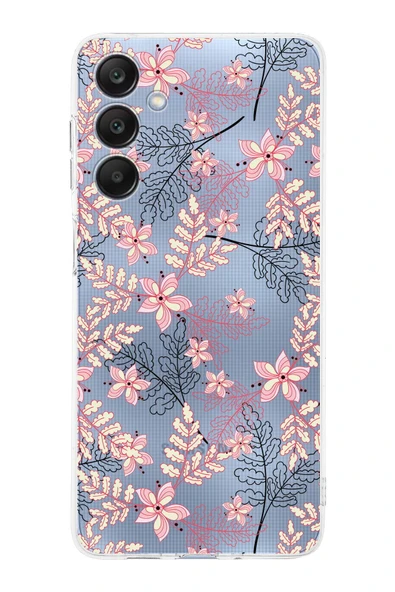 PrintiFy  Galaxy A26 ile Uyumlu Kamera Korumalı Floral Kırmızı Tasarımlı Şeffaf Silikon Kılıf ürün görseli 1