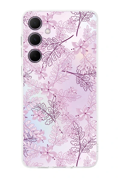 PrintiFy  Samsung Galaxy A56 ile Uyumlu Kamera Korumalı Floral Pudra Tasarımlı Şeffaf Silikon Kılıf ürün görseli 1