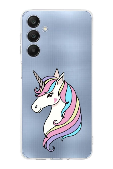 PrintiFy  Samsung Galaxy A26 ile Uyumlu Kamera Korumalı Unicorn Tasarımlı Şeffaf Silikon Kılıf ürün görseli 1