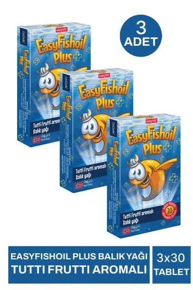 EasyFishoil Plus Balık Yağı Tutti Frutti Aromalı 30 Çiğnenebilir Jel 3 Adet ürün görseli 1