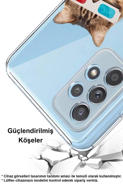PrintiFy  Samsung Galaxy  A16 ile Uyumlu Kedi 1 Kamera Korumalı Şeffaf Kılıf - 2