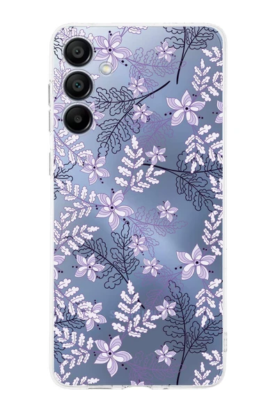 PrintiFy  Galaxy A16 Uyumlu Kamera Korumalı Floral Lila Tasarımlı Şeffaf Silikon Kılıf ürün görseli 1