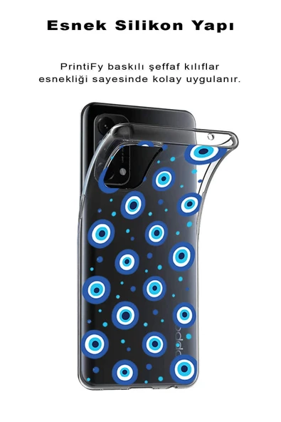PrintiFy  Samsung Galaxy  A16 ile Uyumlu 1mm Slim Fit Nazar Boncuğu 1 Baskılı Şeffaf  Kılıf - Resim 2