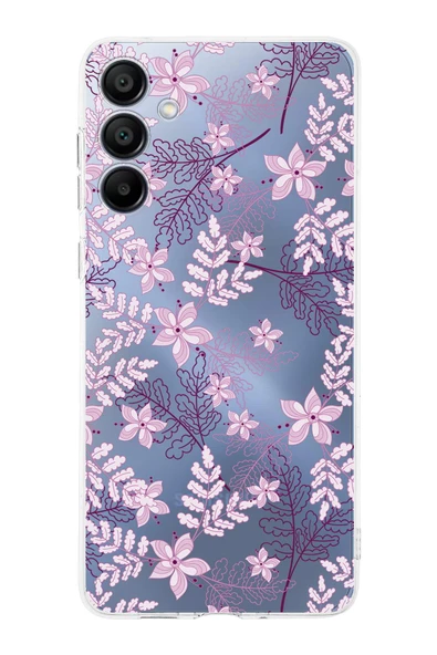 PrintiFy  Samsung Galaxy A16 Uyumlu Kamera Korumalı Floral Pudra Tasarımlı Şeffaf Silikon Kılıf ürün görseli 1