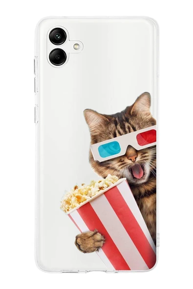 PrintiFy  Galaxy A26 ile Uyumlu 1mm Slim Fit Kedi 1 050b Baskılı ŞeffafKılıf