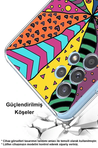 PrintiFy  Samsung Galaxy  A16 ile Uyumlu Retro Color 4  Kamera Korumalı Şeffaf  Kılıf - Resim 2