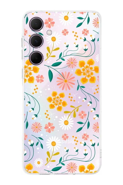 PrintiFy  Samsung Galaxy A36 ile Uyumlu Kamera Korumalı Çiçek Tasarımlı Şeffaf Kılıf ürün görseli 1