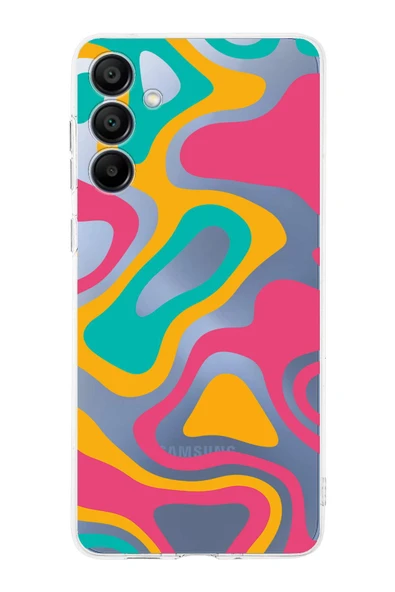 PrintiFy  Samsung Galaxy A16 Uyumlu Kamera Korumalı Renkli Desen Tasarımlı Şeffaf Silikon Kılıf