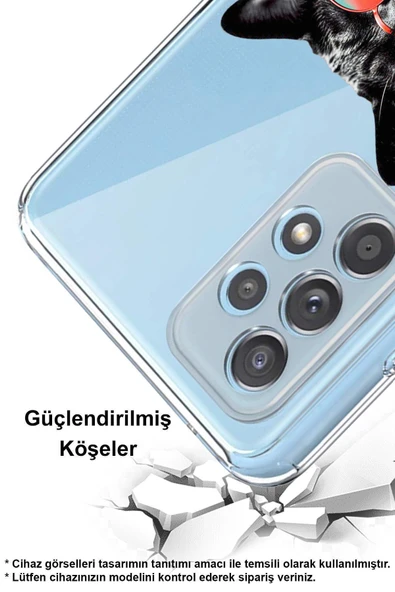 PrintiFy  Galaxy S24 Fe ile Uyumlu Kedi 3 Kamera Korumalı Şeffaf Kılıf - Resim 2