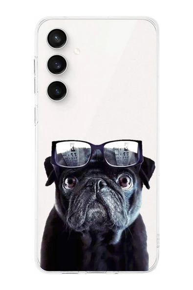 PrintiFy  Galaxy S24 Fe ile Uyumlu Köpek 3 Kamera Korumalı Şeffaf Kılıf